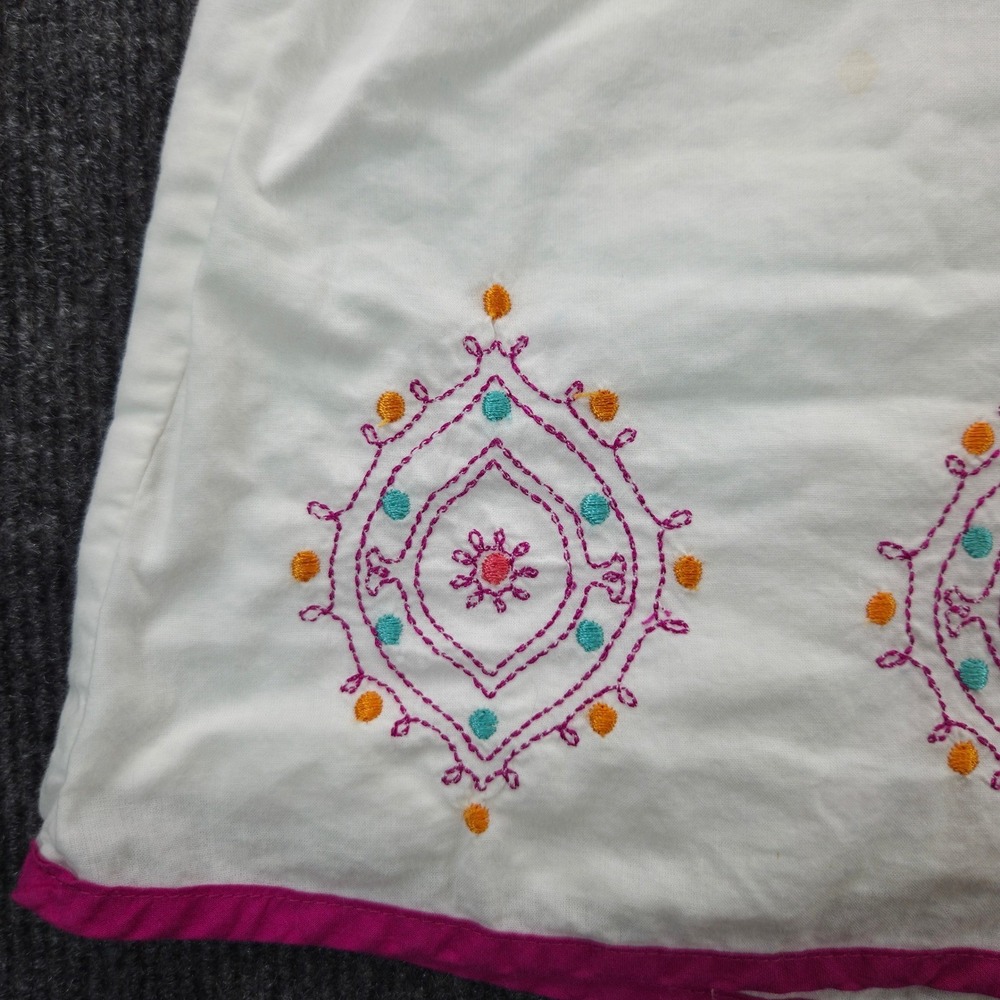 Tommy Hilfiger Womens 6 White Cotton Boho Embroidered Sleeveless Empire Waist